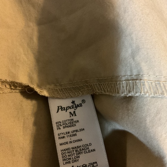 Papaya Cream Long Sleeve Fitted Button Down Shirt - Picture 3 of 3